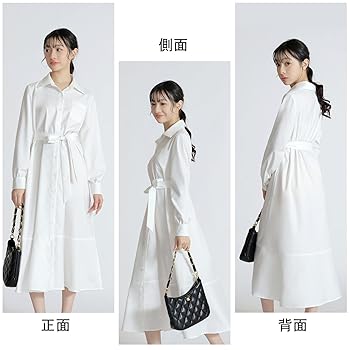 O792アーバンロングワンピースシャツワンピース長袖ホワイトコットン白無地綿春秋 O792アーバンロングワンピースシャツワンピース長袖ホワイト